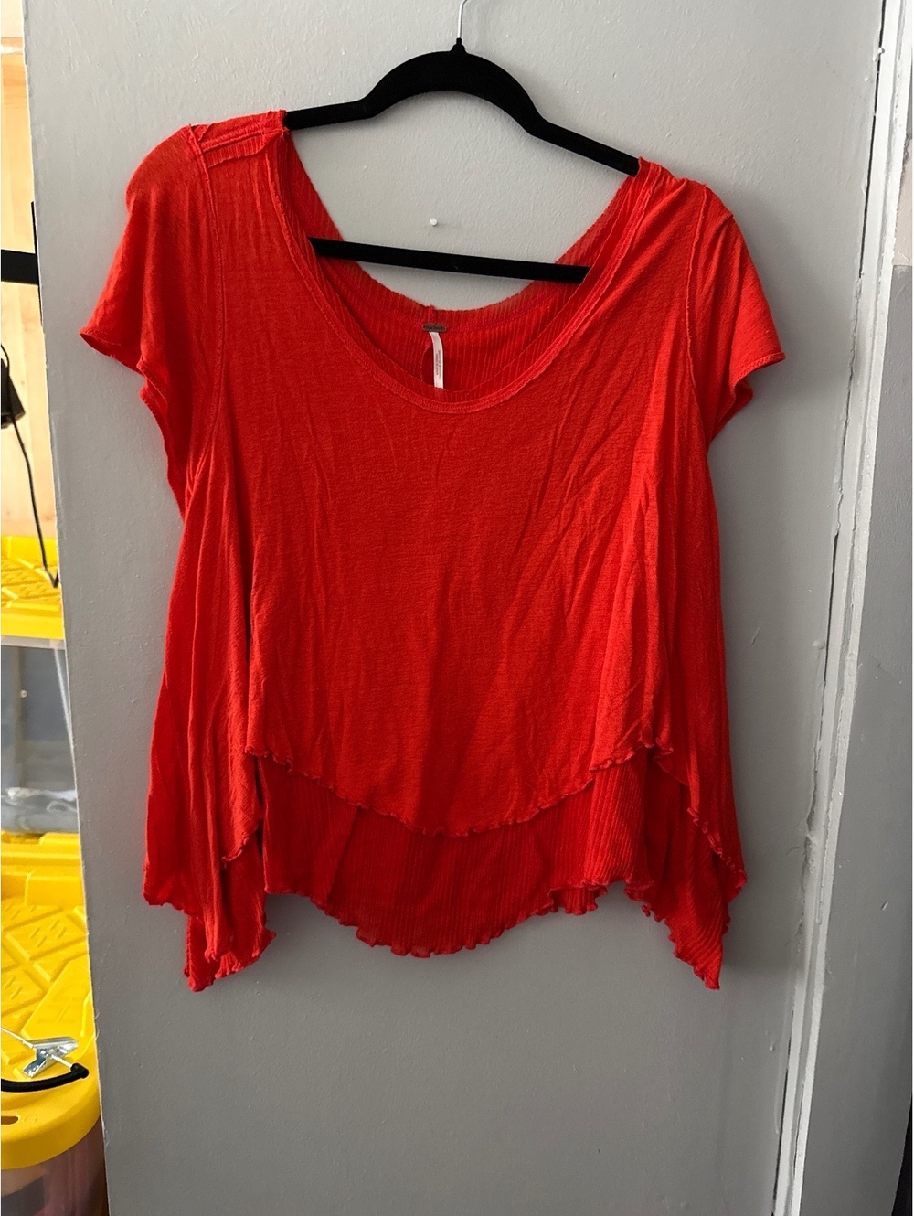 Free people red /orange short sleeve shirt size small